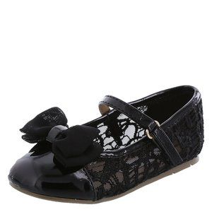 Toddler Girl Fancy Black Lace Bow Flats 5 8 10 NWT